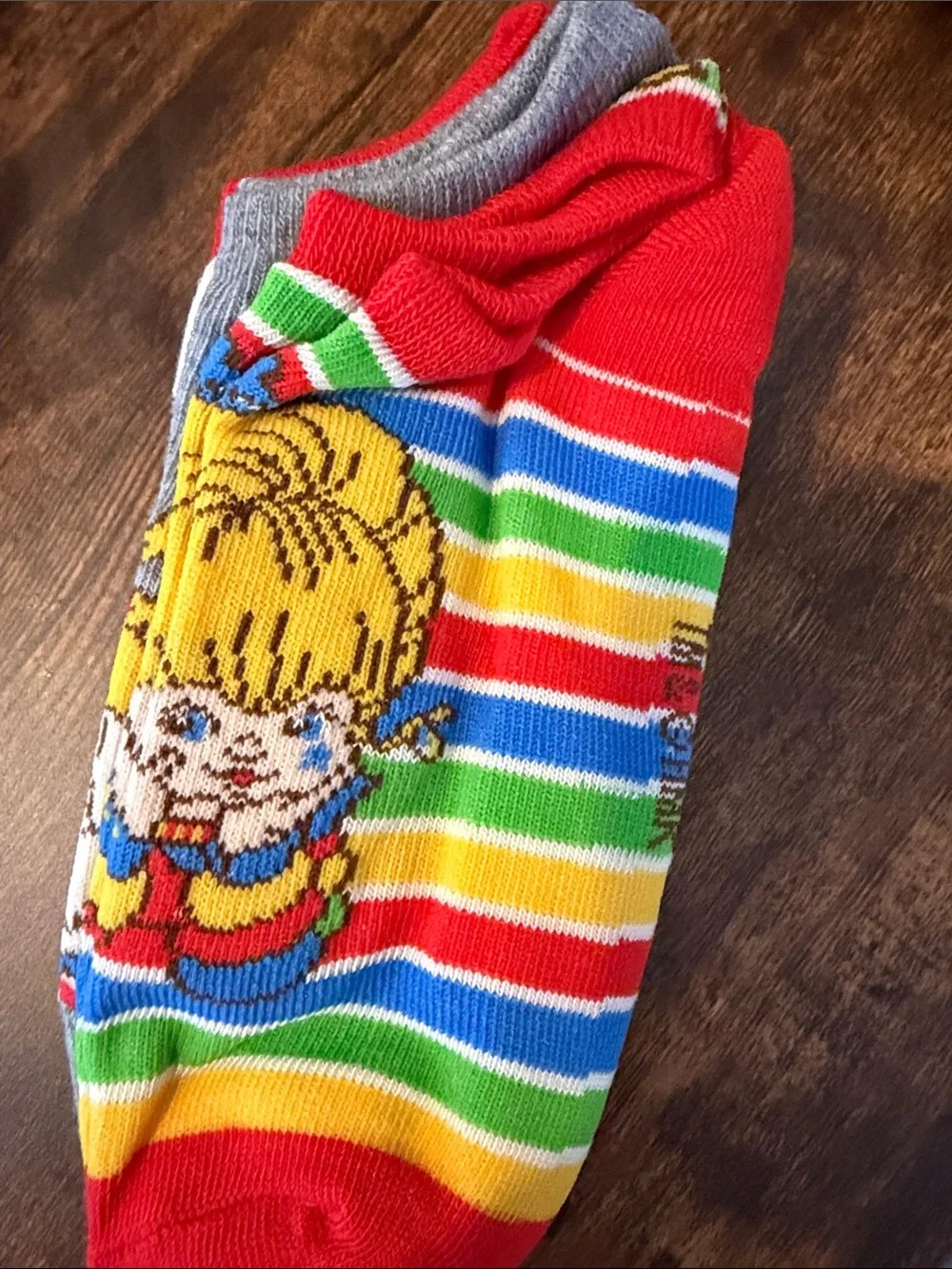 Rainbow Brite Socks with Multicolor Designs